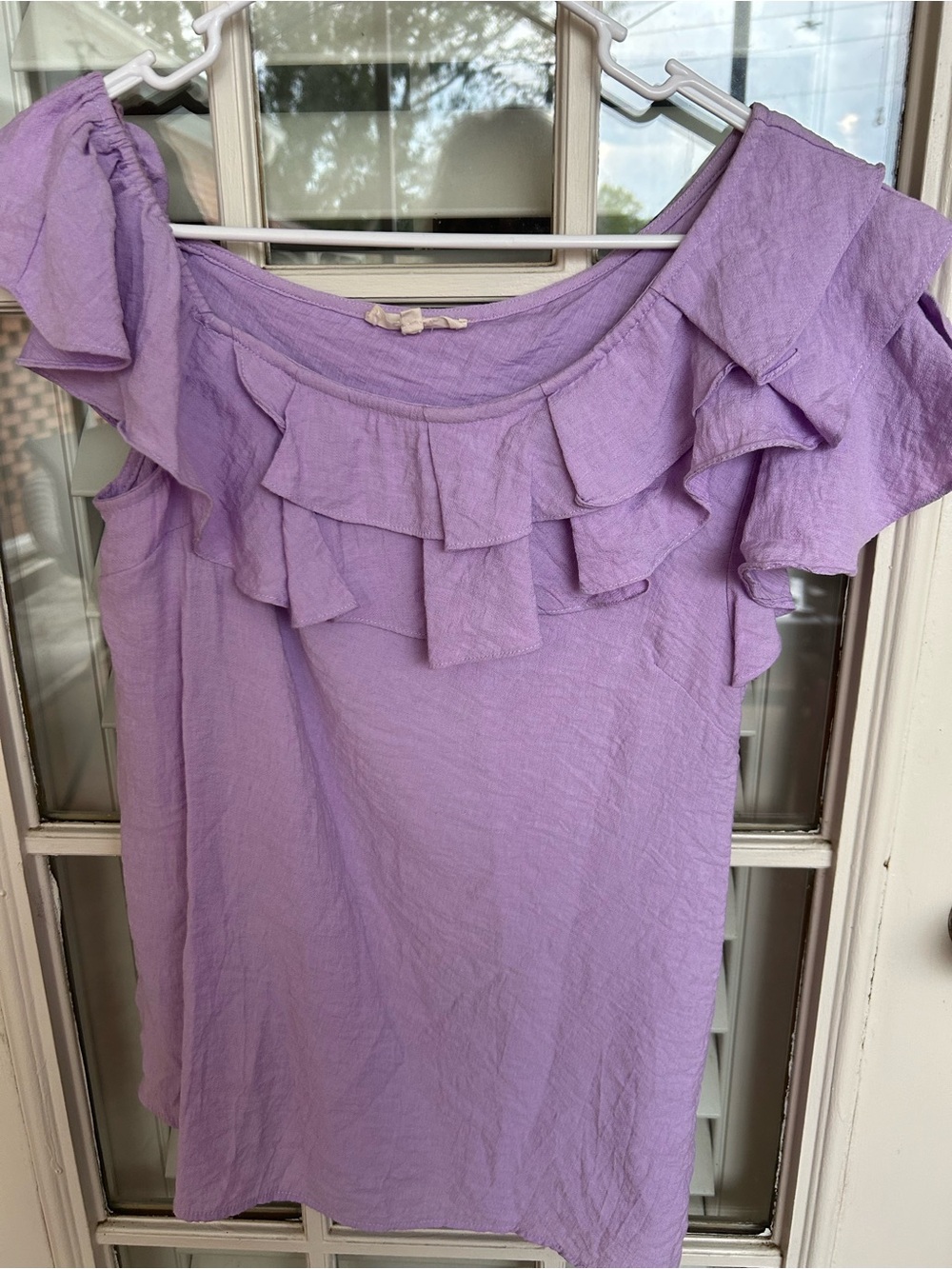 entro Lavender Ruffle Off-Shoulder Tunic